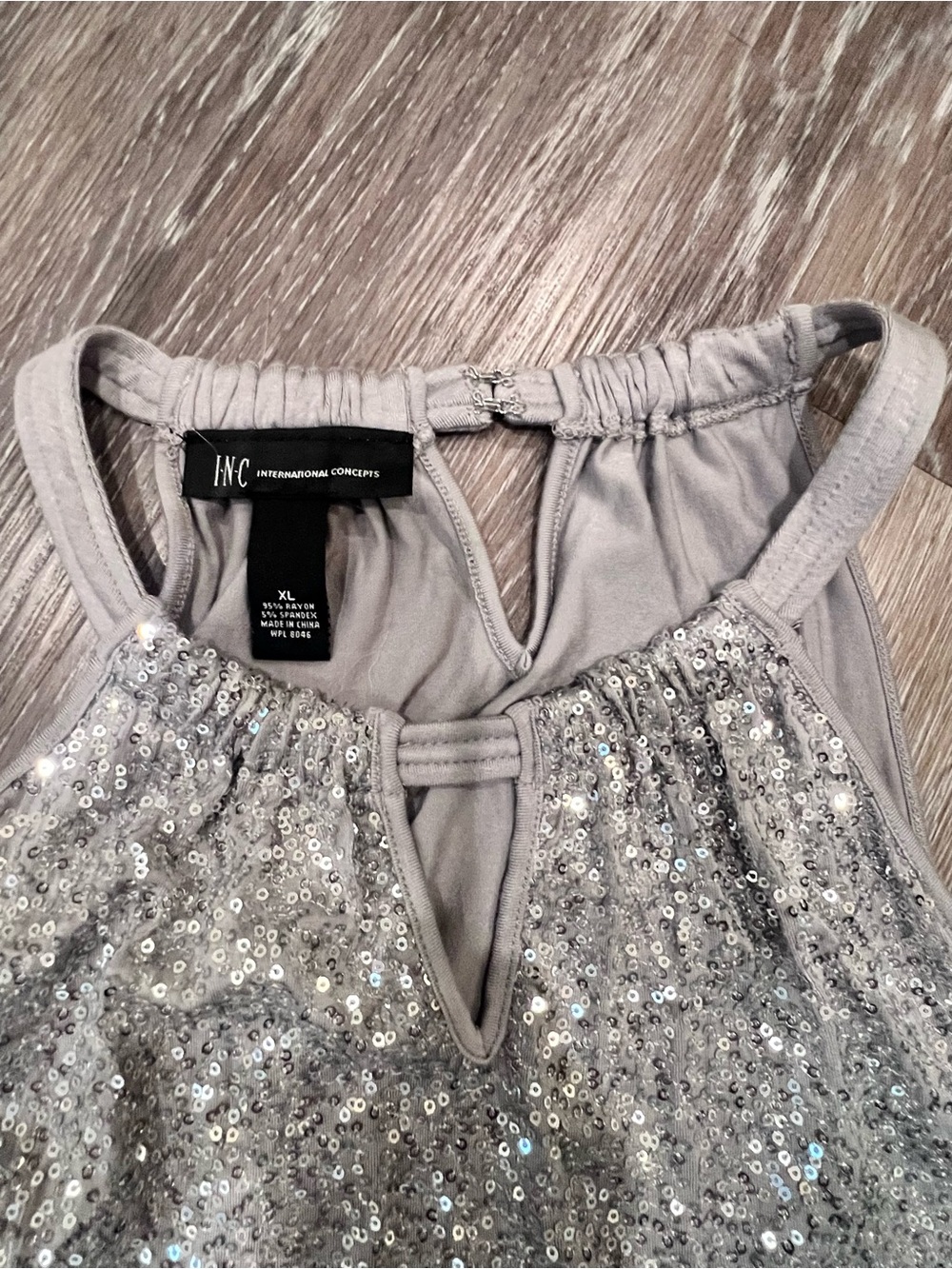 INC International Concepts Silver Sequin Halter Top - Picture 4 of 4